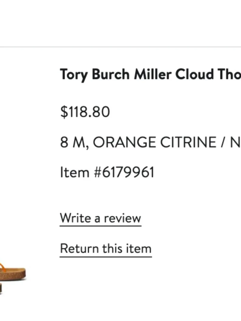 Tory Burch Miller Cloud Thong Sandal, Woman's Size 8 M, ORANGE